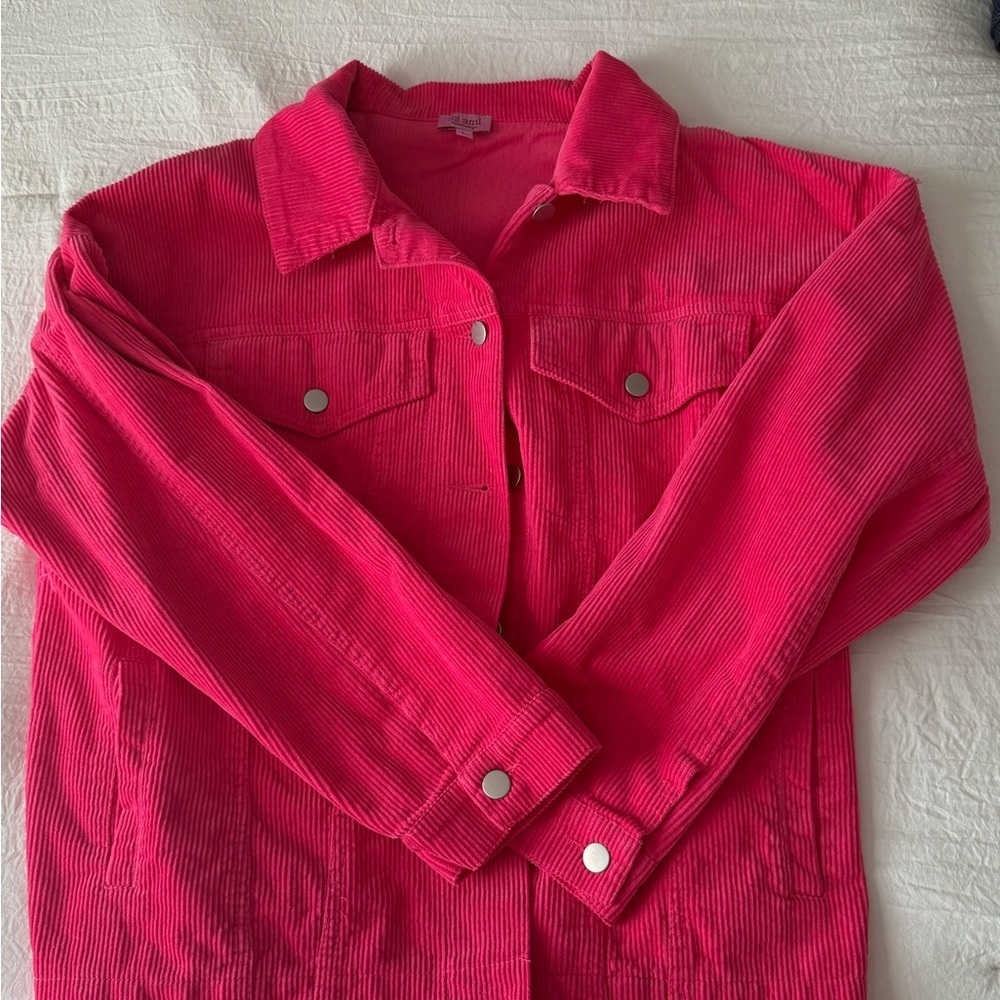 Hot Pink corduroy women’s button-up jacket size large - Picture 4 of 4